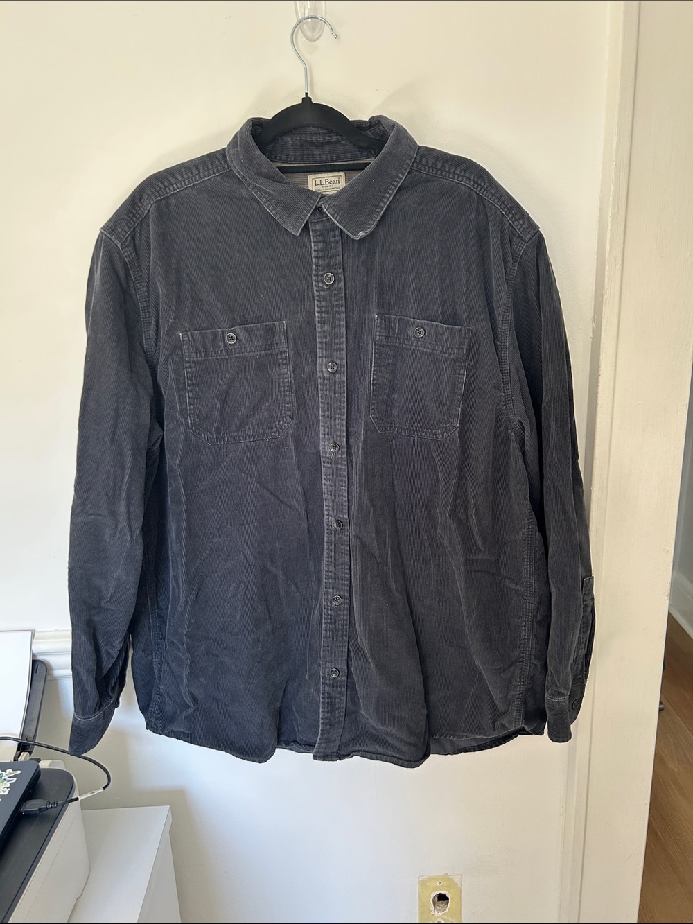 L.L. Bean Washed Navy Corduroy Button-Up Shirt